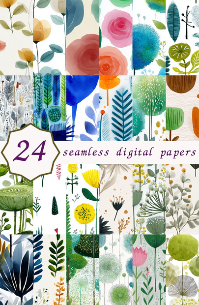 北欧ガーデン風花柄24種｜NordicFloral Vol.2 ScandiGarden