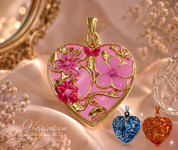 【3Color】フラワーハートキーホルダー / Pink Flower Heart Charm【VRChat想定】