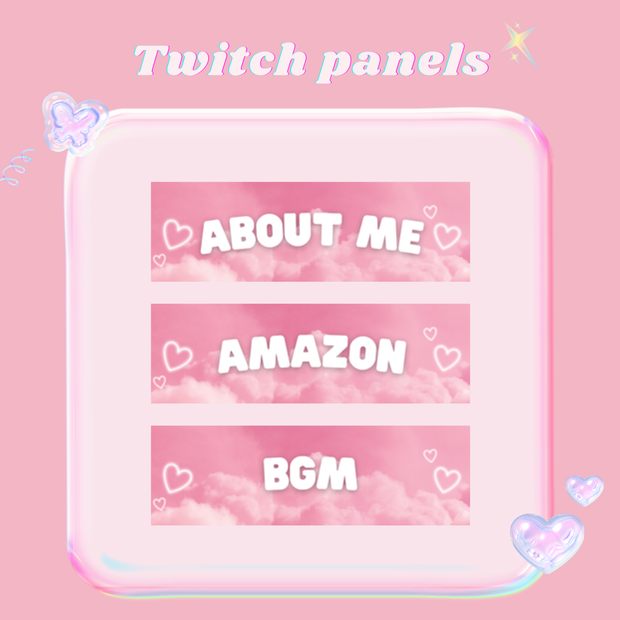 Twitchパネル・バナー・Twitch Panels【ゆめかわピンク】