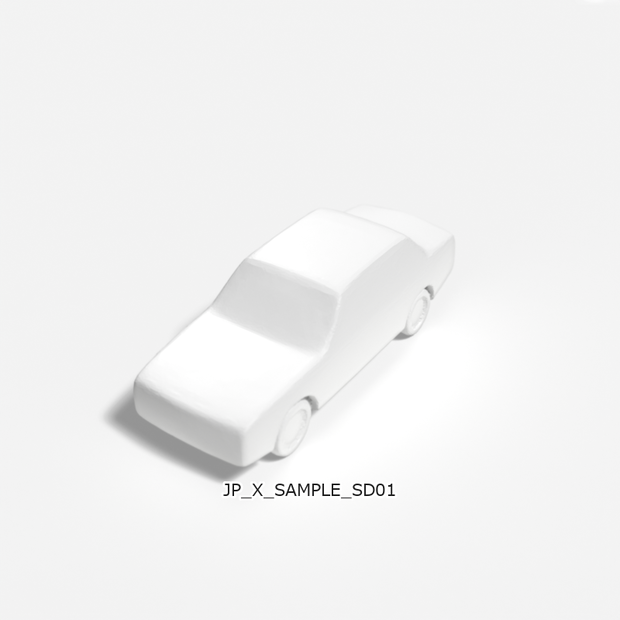 【無料サンプル】建築模型用 添景3Dデータ：セダン型車両（出力テスト用） [Free Sample] 3D Staffage Data for Architectural Scale Models: Sedan Car (Output Test)