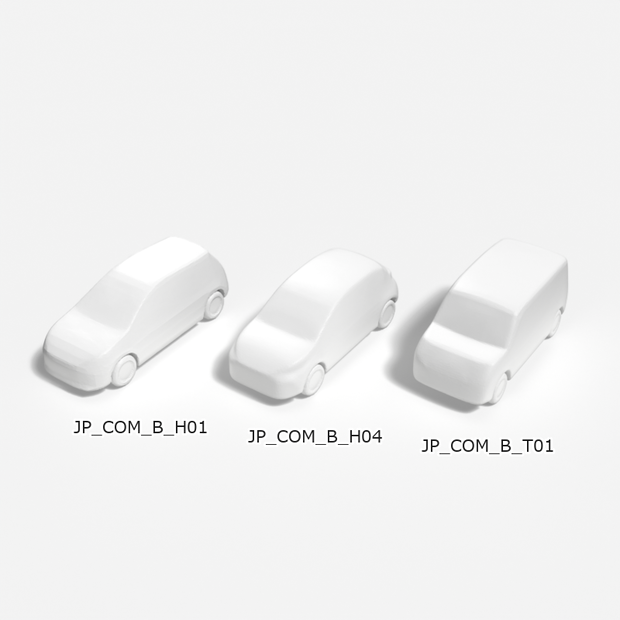 建築模型用 添景3Dデータ：コンパクトカー3台セット（Pack 01） 3D Staffage Data for Architectural Scale Models: Compact Cars 3-Piece Set (Pack 01)