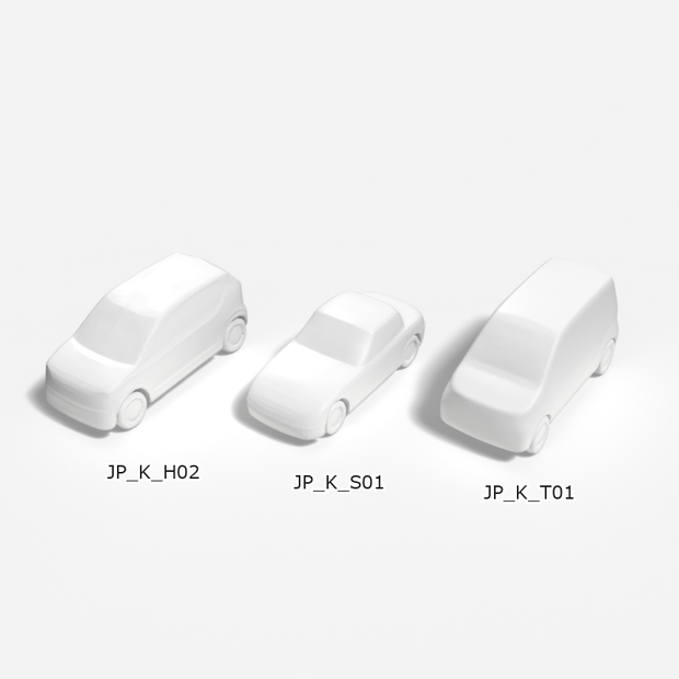 建築模型用 添景3Dデータ：軽自動車3台セット（Pack 01） 3D Staffage Data for Architectural Scale Models: Kei Cars 3-Piece Set (Pack 01)