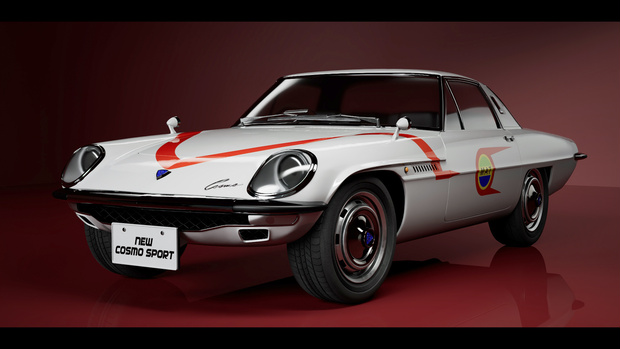 【3Dモデル】レトロSFスポーツカー（クラシックカー・特撮風テクスチャ付き）