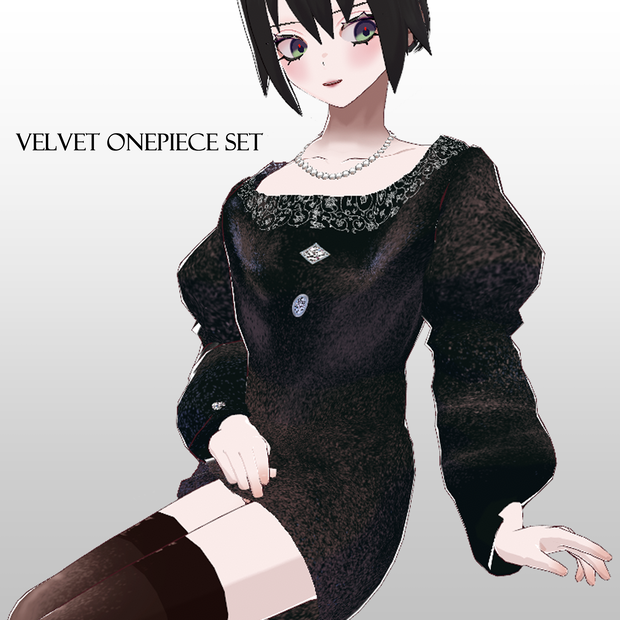 【vroid】ベルベットワンピースセット