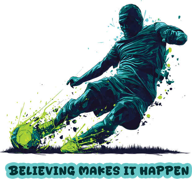 Football Player Powerful Kick Motivational Soccer Sports Action T-Shirt