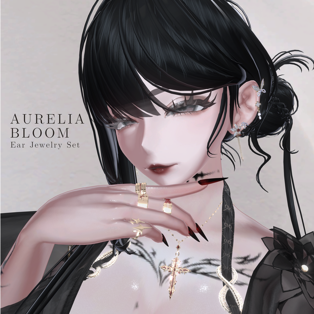 【VRChat対応】【発売記念3Days Sale】9月2日 23:59まで AURELIA BLOOM – Ear Jewelry Set