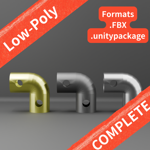 【Unity対応/マテリアル設定済み 3色】ストレートパイプ&L字クランプ総合パック（ボルトモデル完全互換） 