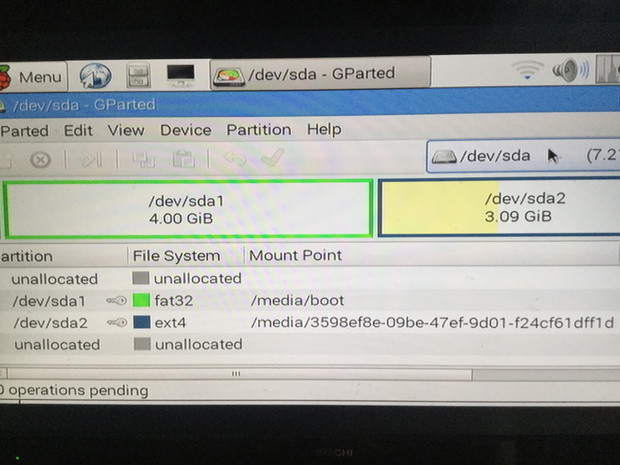 Raspbian jessie image with 4GB boot area for 8GB SD Card