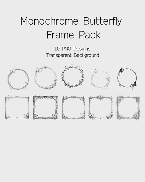 Monochrome Butterfly Frame Pack