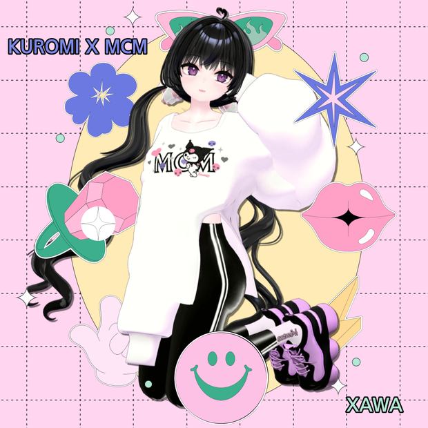 FREE 2 COLOR [Shirts for Maya] Kitsch KUROMI - only Maya texture