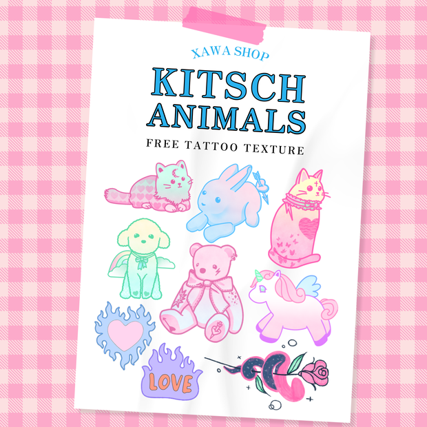 9 style tattoo texture [Kitsch Animals] - by xawa