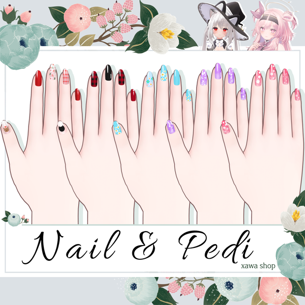 5 Style Nail and pedicure texture [Flowers] for selestia, maya - by xawa