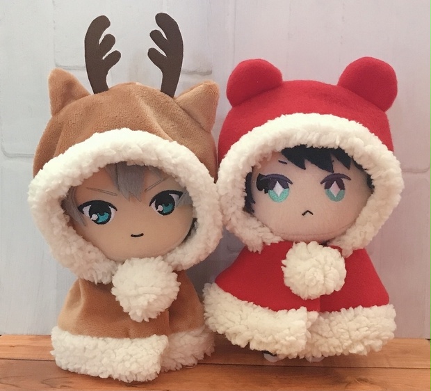 16cmぬい用クリスマス衣装 サンタポンチョ トナカイポンチョ - enamy-handmade clothes - BOOTH