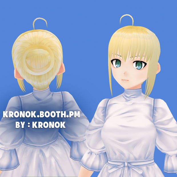 【VRoidヘアプリセット】Messy bun, long side bangs with ahoge