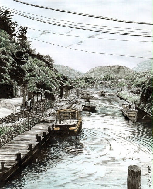 アクリル画 京都嵐山