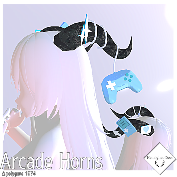 [VRChat] ArcadeHorns(6色)【3Dモデル】