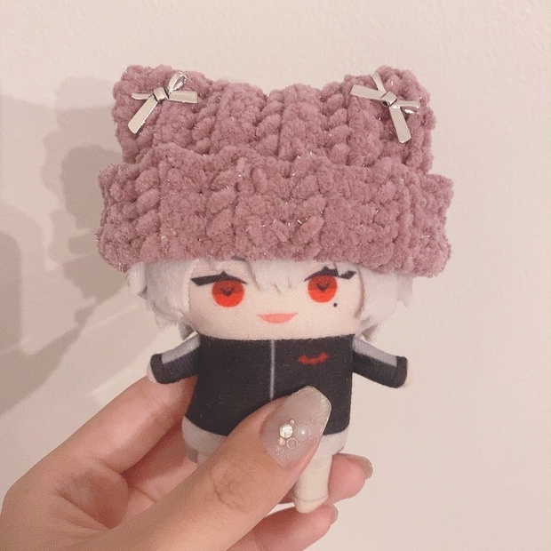 ピンクキラ折り返し】にじぱぺっと ぬい帽子 ぬい服 ネコ耳
