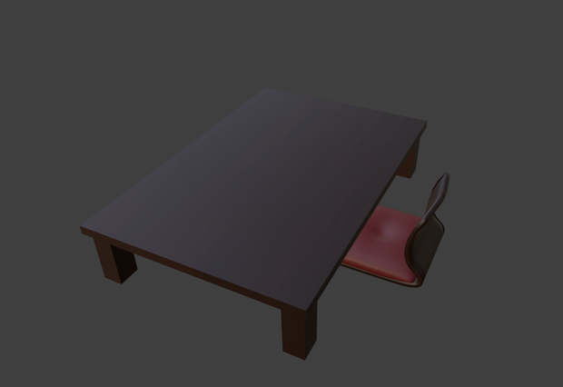 旅館にあるような机と座椅子