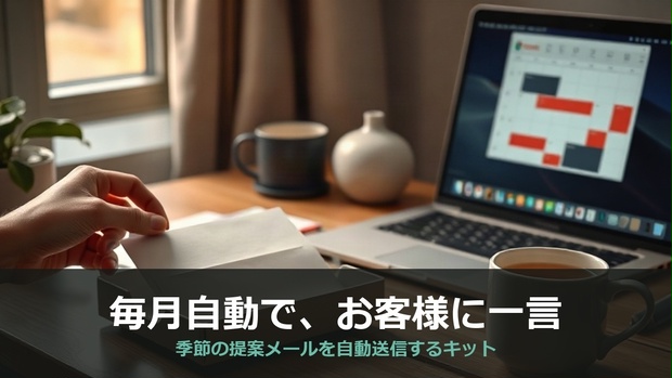月次顧客フォローメール自動化スターターキット（毎月自動で季節提案メールを送る）