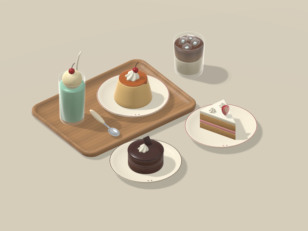 【VRChat】HOME CAFE｜カフェ・デザート小物8種セット｜Dessert & Drink Props