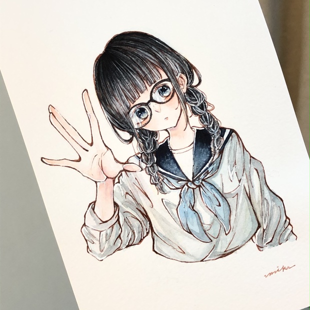 水彩原画 セーラー服の女の子 Am My Umika Booth