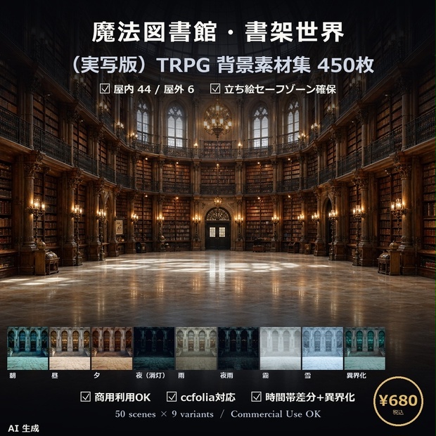 魔法図書館・書架世界 TRPG背景素材