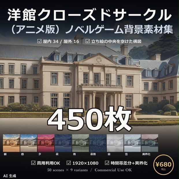 洋館クローズドサークル ノベルゲーム背景 アニメ版