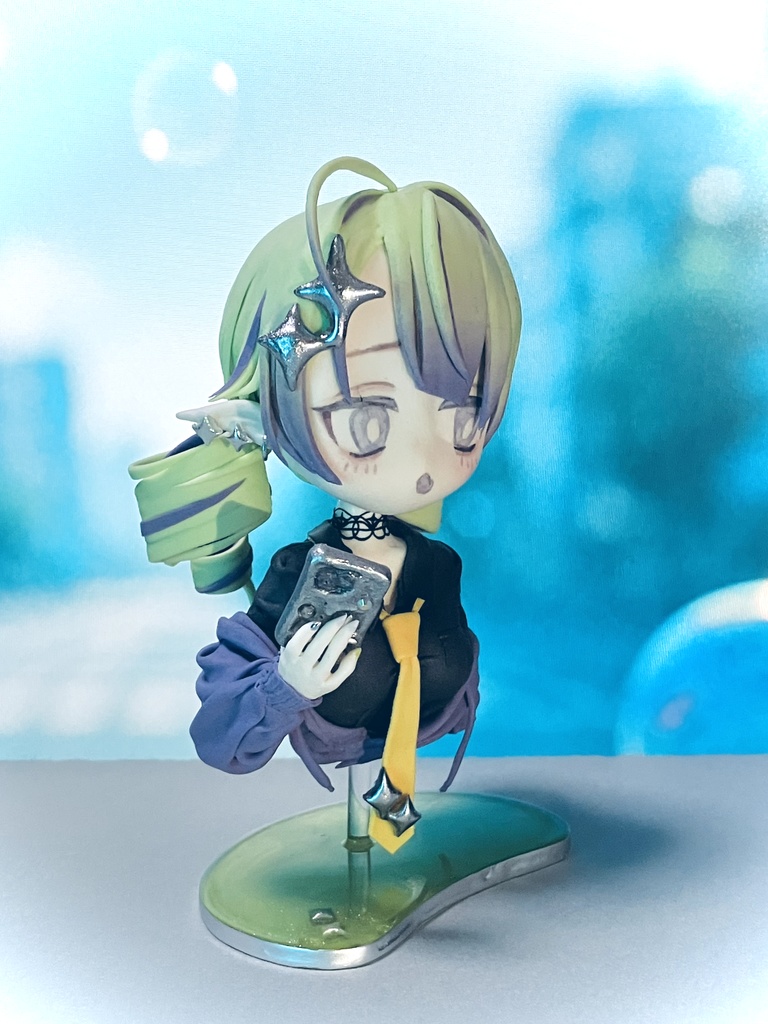 【オリジナル】粘土フィギュア💜💚【胸像タイプ】