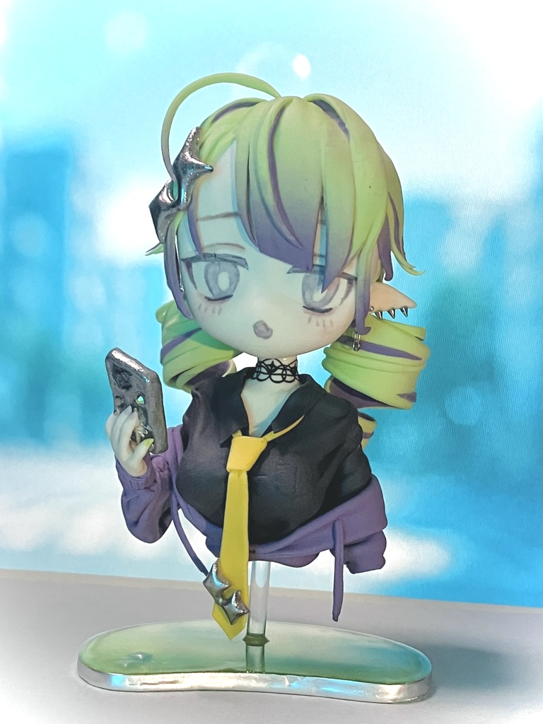 【オリジナル】粘土フィギュア💜💚【胸像タイプ】