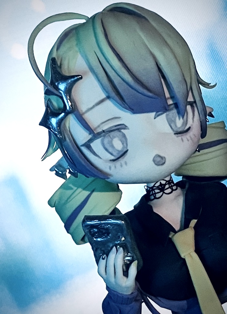 【オリジナル】粘土フィギュア💜💚【胸像タイプ】