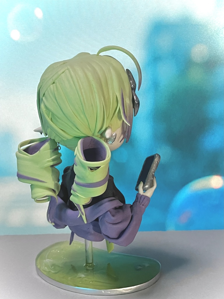 【オリジナル】粘土フィギュア💜💚【胸像タイプ】