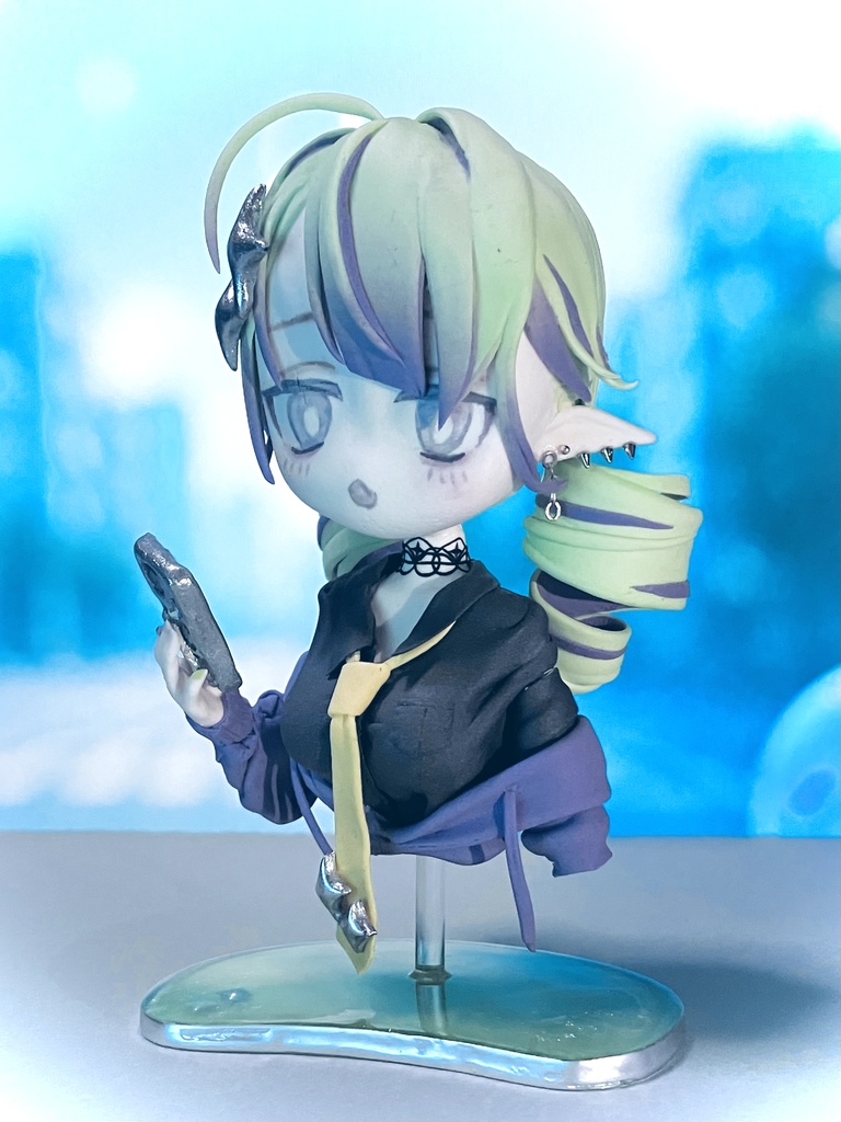 【オリジナル】粘土フィギュア💜💚【胸像タイプ】