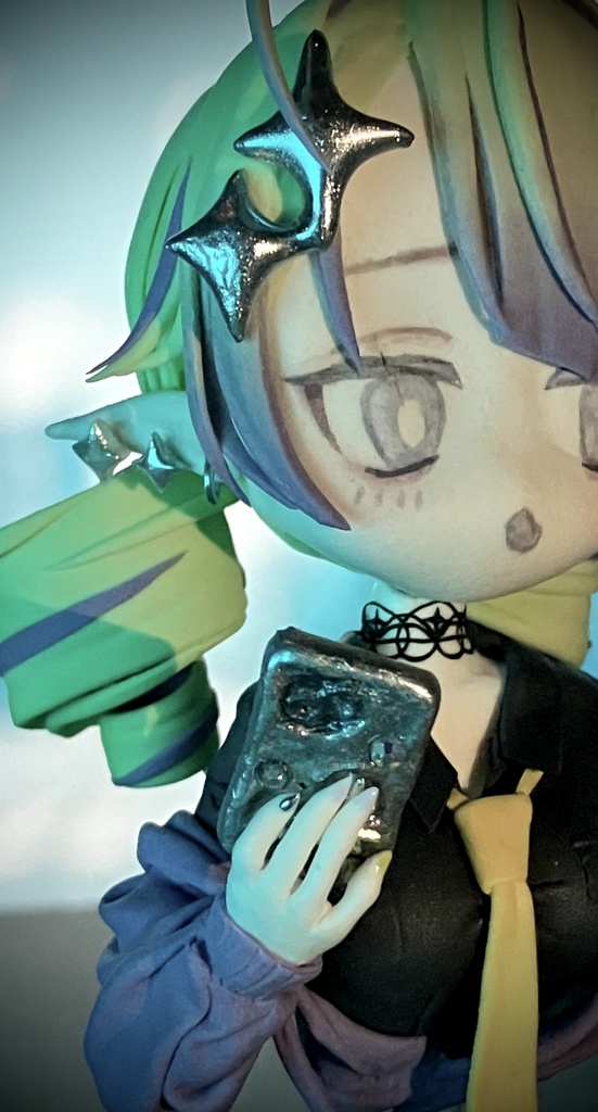 【オリジナル】粘土フィギュア💜💚【胸像タイプ】