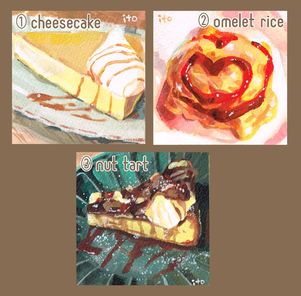 食べ物ミニ色紙原画