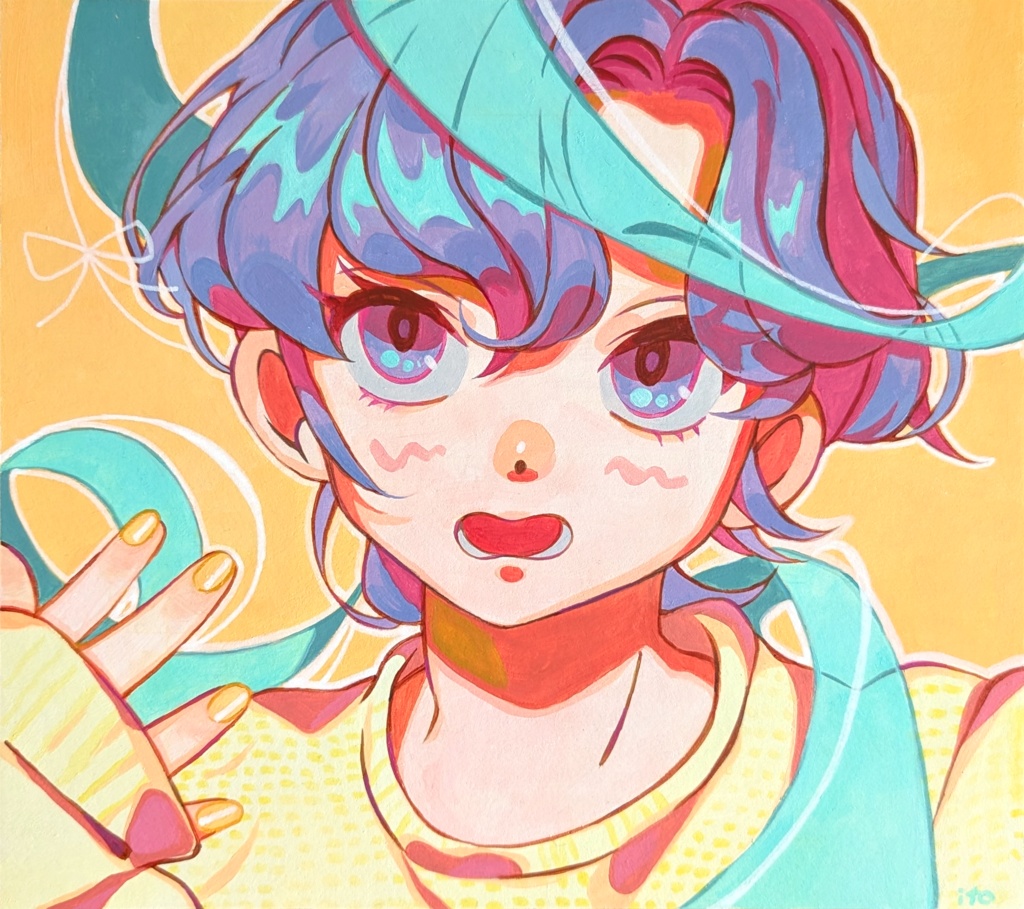 色紙イラスト原画「ribbon」