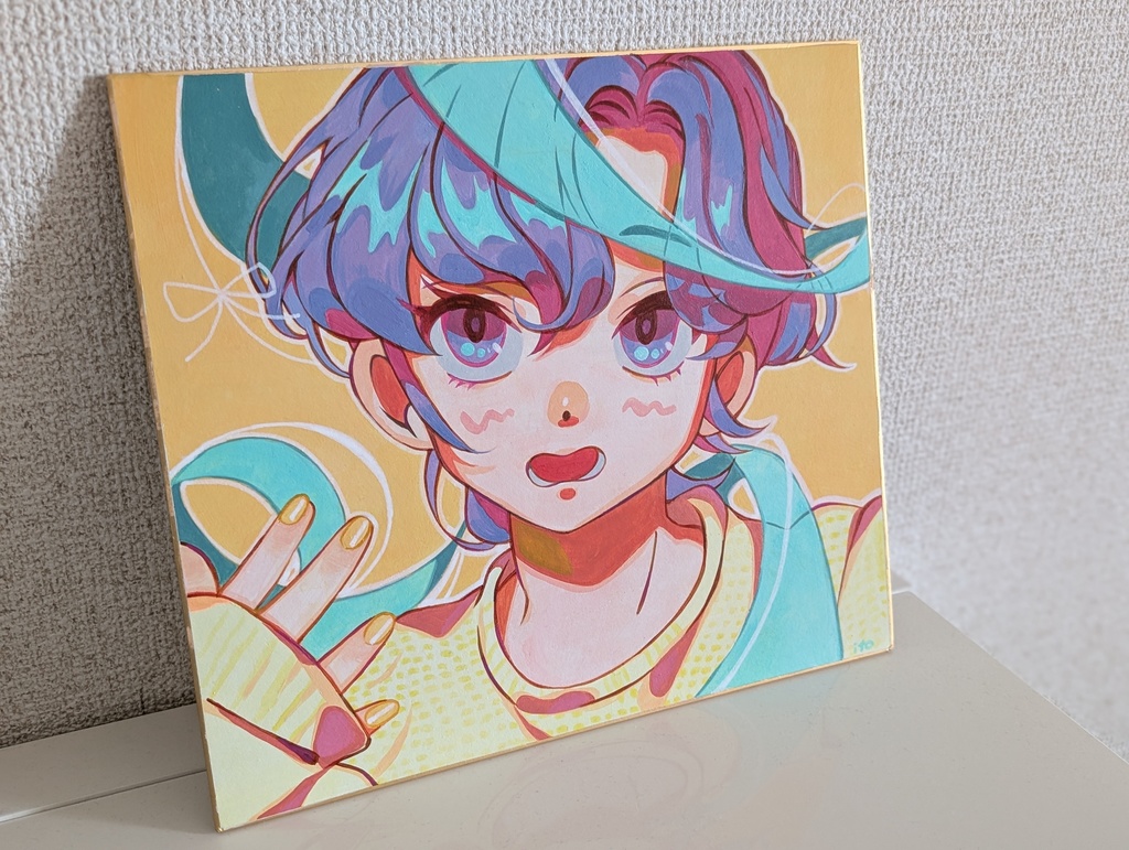 色紙イラスト原画「ribbon」