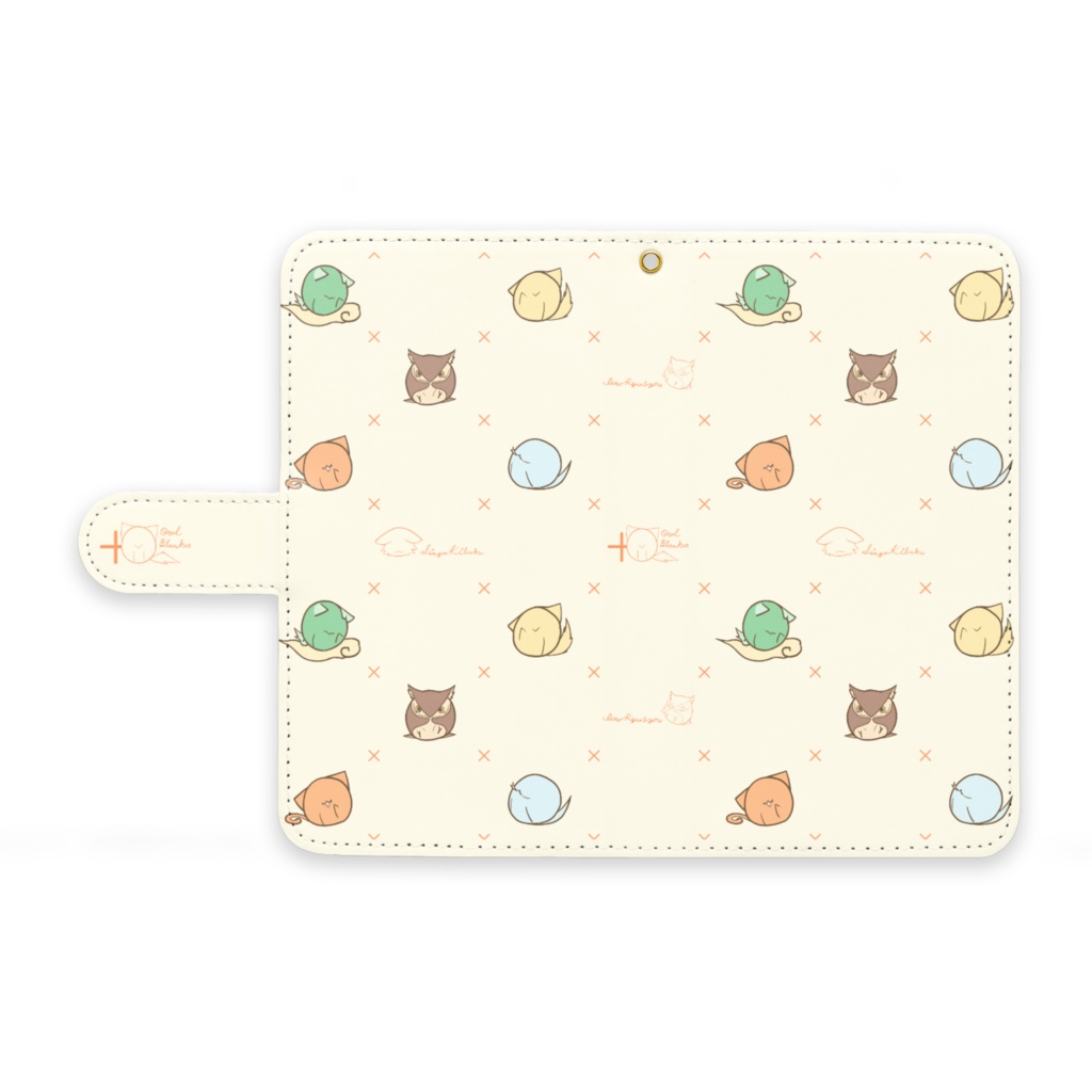 Owl Blanket 手帳型Androidケース|デザイン3種(ブラウン・ホワイト・ホワイト×オレンジ)|Mサイズ