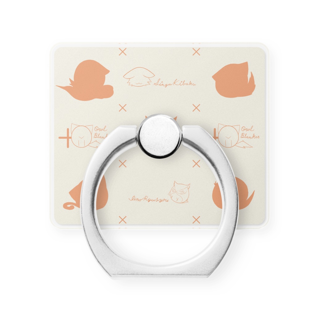 Owl Blanket スマホリング|デザイン3種(ホワイト・ブラウン・ホワイト×オレンジ)