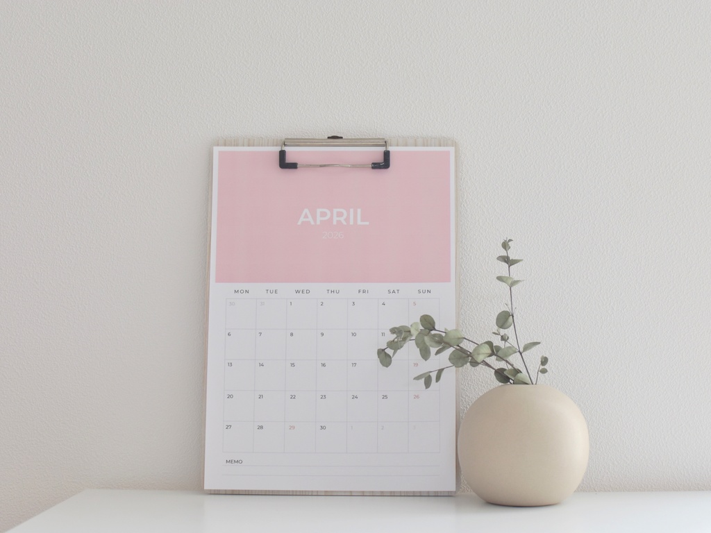 【無料】2026年4月カレンダー A4 PDF（シンプル・ミニマル）