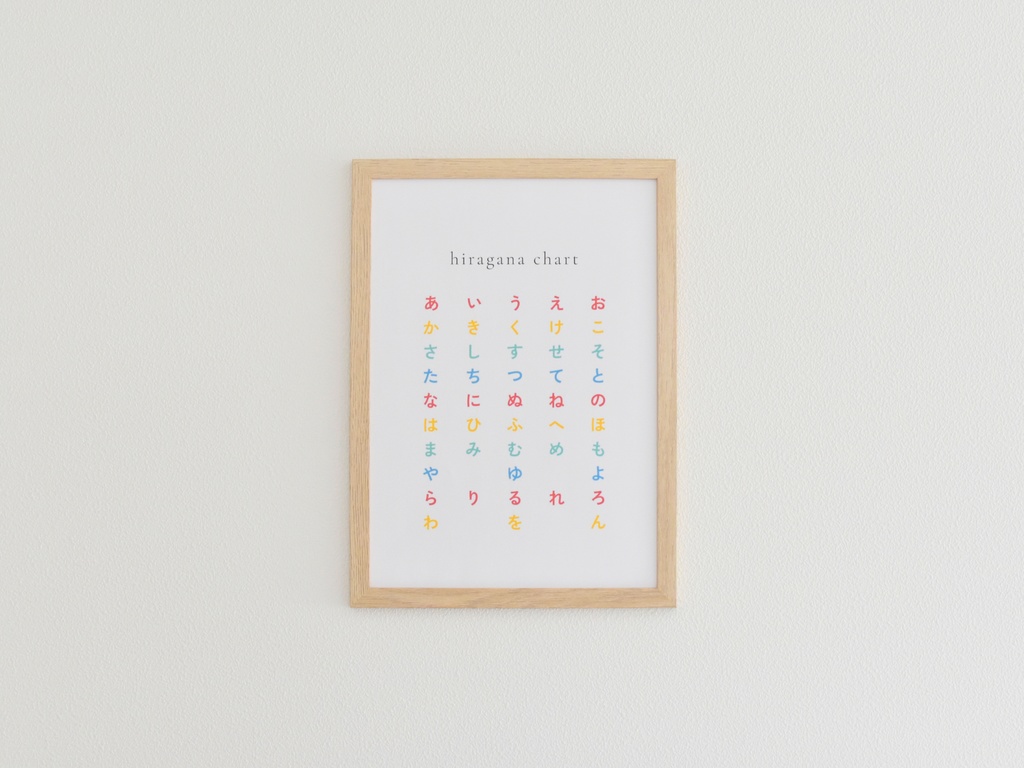 ひらがな表 シンプル A4 PDF（ミニマル・北欧カラー）