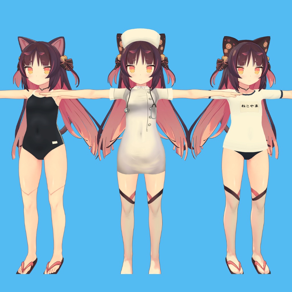 【猫山苗用】ナース/体操着/スクール水着 - Nurse, Gym Unitform, School Swimsuit - Nekoyama nae