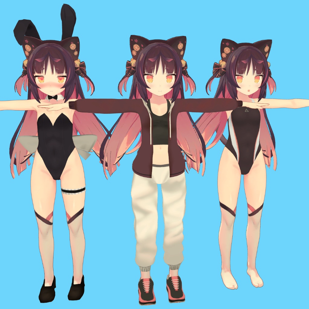 【猫山苗用】バニースーツ/競泳水着/ストリートジャージ -Street Jesey, Bunny Suit, Competition Swimsuit- Nekoyama nae