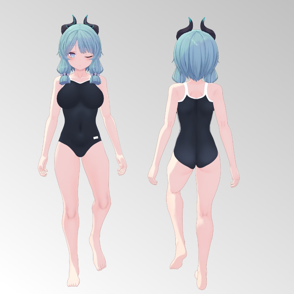 【サタリナ族のメイドさん用】バニースーツ/ スクール水着 - Bunny Suit/ School Swimsuit - Satarina