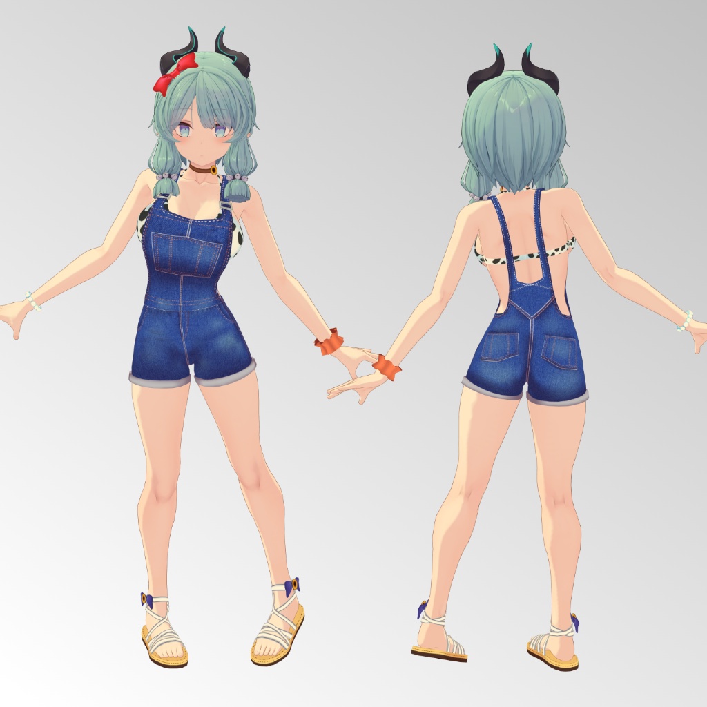 【サタリナ族のメイドさん用】ビキニオーバーオール/ 例のセーターB型 - Bikini Overalls/ Open Chest Sweater - for Satarina