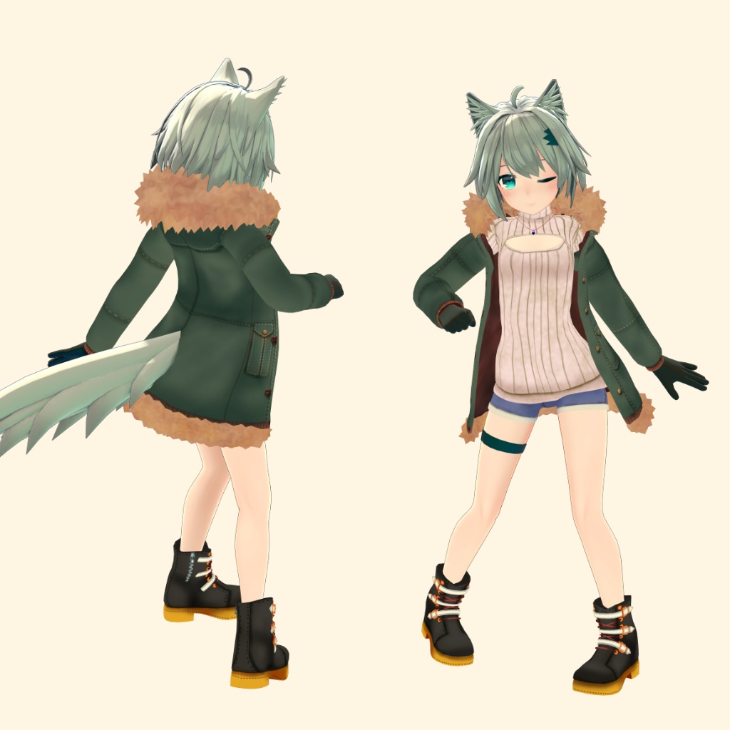 【ミーシェ用】ビキニオーバーオール/ 例のセーターB型 - Bikini Overalls/ Open Chest Sweater - for Mishe