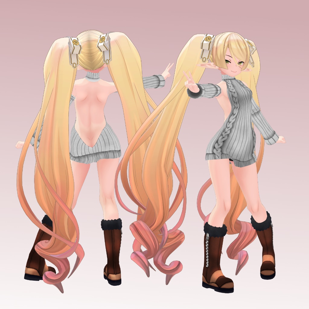 【エルフの森のメース用】 バニースーツ/ビキニオーバーオール/スクール水着/例のセーター - Bunny Suit, Bikini Overalls, Open Back Sweater, School Swimsuit - for Maca of the Elven Forest