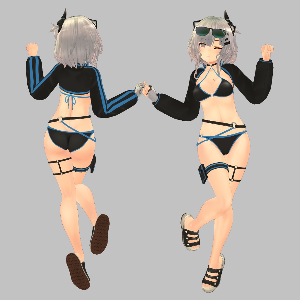 【リーメ&リーバ用】ビキニジャケット & 猫ランジェリー - Bikini Jacket & Neko Lingerie - for Leeme & Reeva