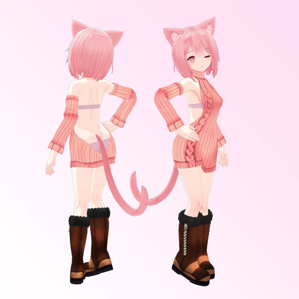 【心-556用】 猫ランジェリー/ビキニオーバーオール/スクール水着/例のセーター - Neko Lingerie, Bikini Overalls, Open Back Sweater, School Swimsuit - for Kokoro-556