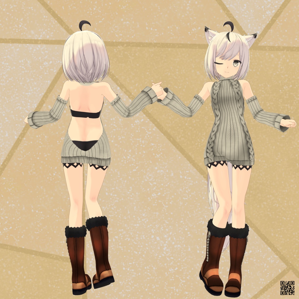 【狐九里るる用】バニースーツMKII/例のセーター/例のセーターB型/スクール水着/ビキニジャケット/猫ランジェリー - Bunny Suit MKII/ Open Chest Sweater/ School Swimsuit/ Open Back Sweater/ Bikini Jacket/ Neko Lingerie for Kokuri Ruru