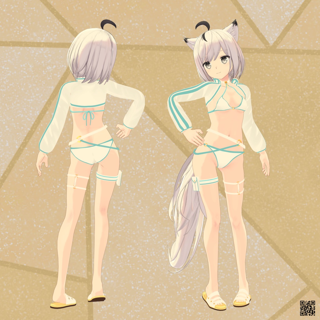 【狐九里るる用】バニースーツMKII/例のセーター/例のセーターB型/スクール水着/ビキニジャケット/猫ランジェリー - Bunny Suit MKII/ Open Chest Sweater/ School Swimsuit/ Open Back Sweater/ Bikini Jacket/ Neko Lingerie for Kokuri Ruru